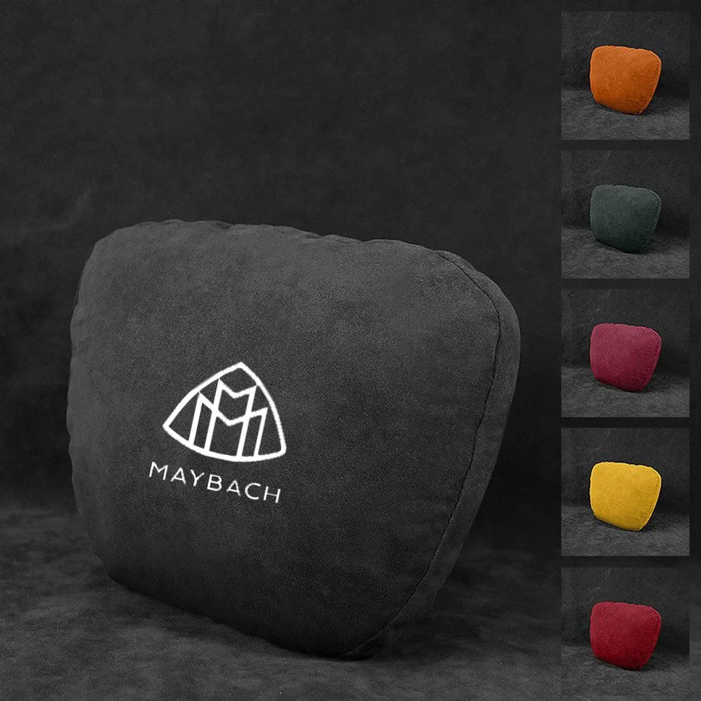 Embroidered Logo Car Neck Pillow High-end Soft Suede Head Support Rest Cushion Suitable For Maybach S-class Design Car Interior