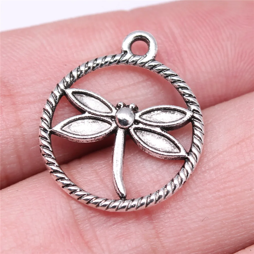 40pcs 23x20mm(0.91x0.79inch) Antique Silver Color Dragonfly Charms Jewelry Making Findings