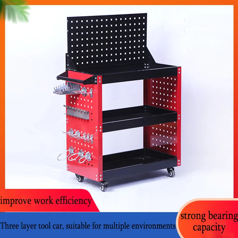 Mechanical Workshop Tools with Wheels, Tool Carts 3-layer Mobile Tool Car, Multifunctional and Heavy-duty Auto Repair Parts Car