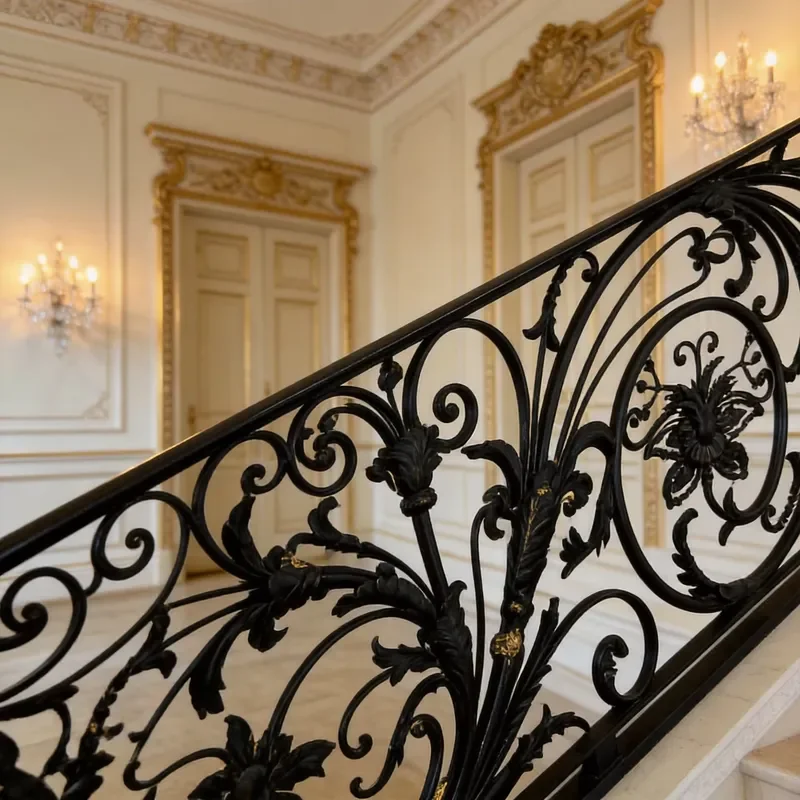Classic European Style Wrought Iron Railing Elegant Metal Fence for Villa Garden and Outdoor Decoration