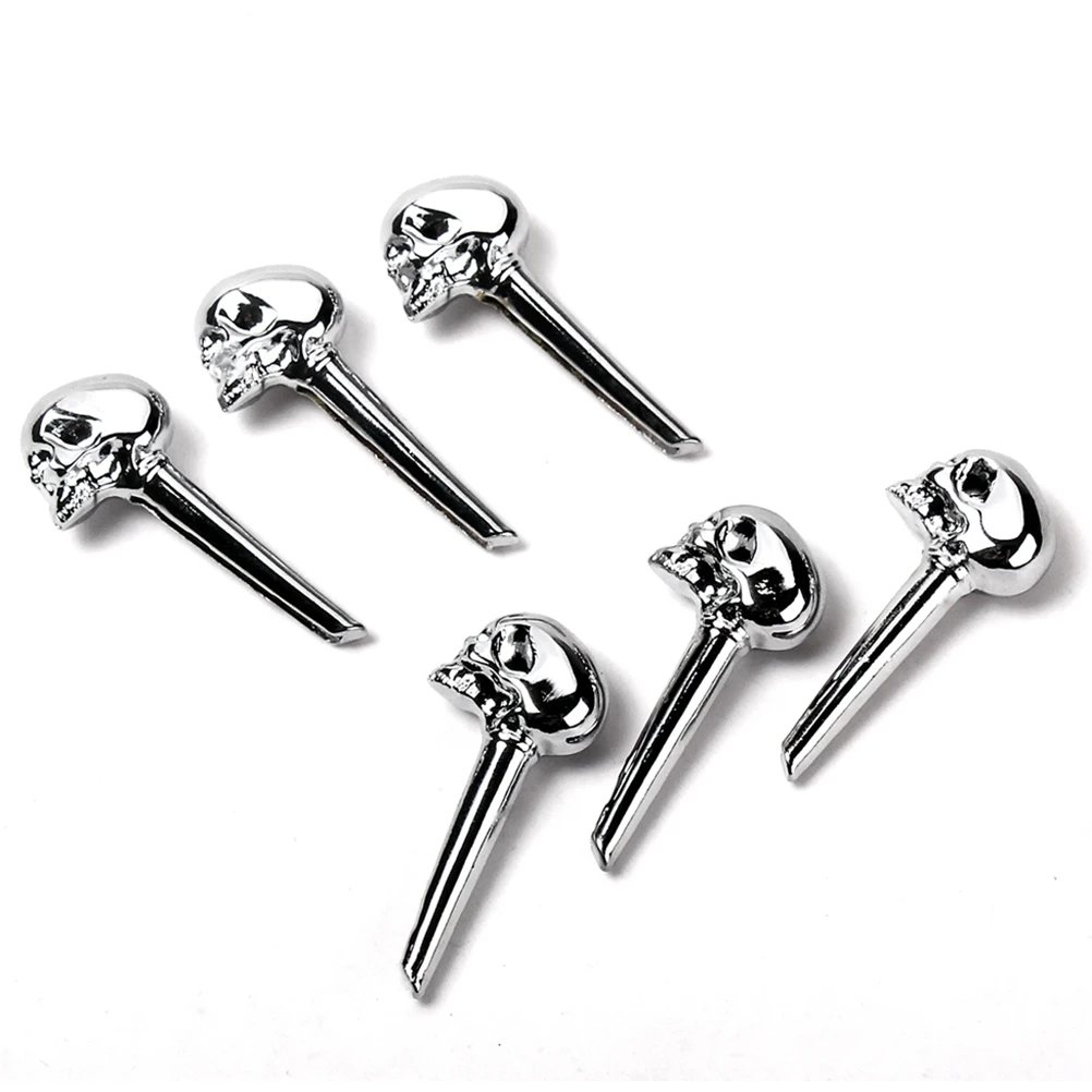 

Skull Shape Replacement Guitar Bridge Pins Durable Metal Acoustic String Pegs For Guitarists Unique Design Easy Install