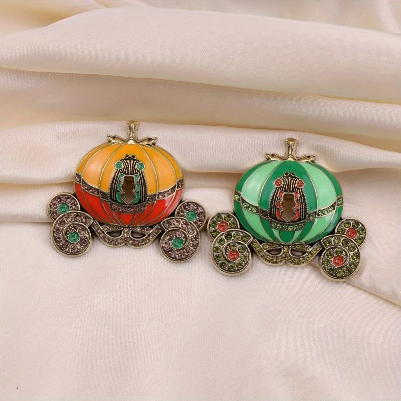 Donna uomo Halloween zucca carrozza smalto distintivi spilla classico Design Vintage Unisex Festival strass Pin