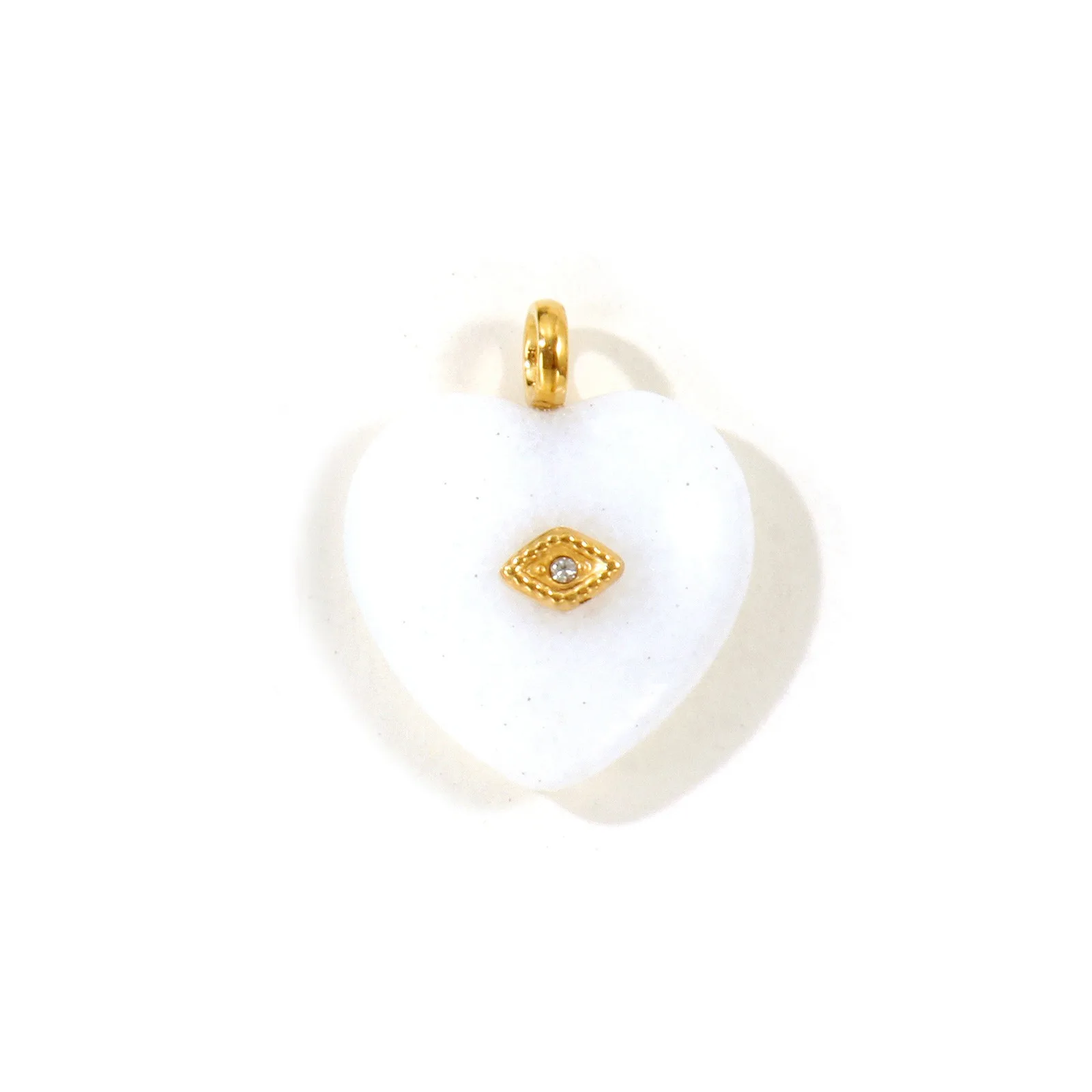 1 Stück Naturstein-Anhänger Herz Klarer Strass 18K Vergoldeter 304 Edelstahl-Anhänger für DIY Halsketten-Schmuck 24x20mm – Detail 1