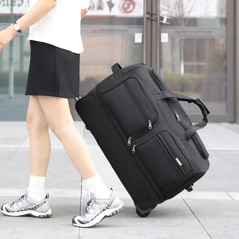 大容量スタッカブルトラベルバッグ（ホイール付き）ビジネス旅行や引越し用オックスフォード生地キャリーオンスーツケース　トレンドスタイル