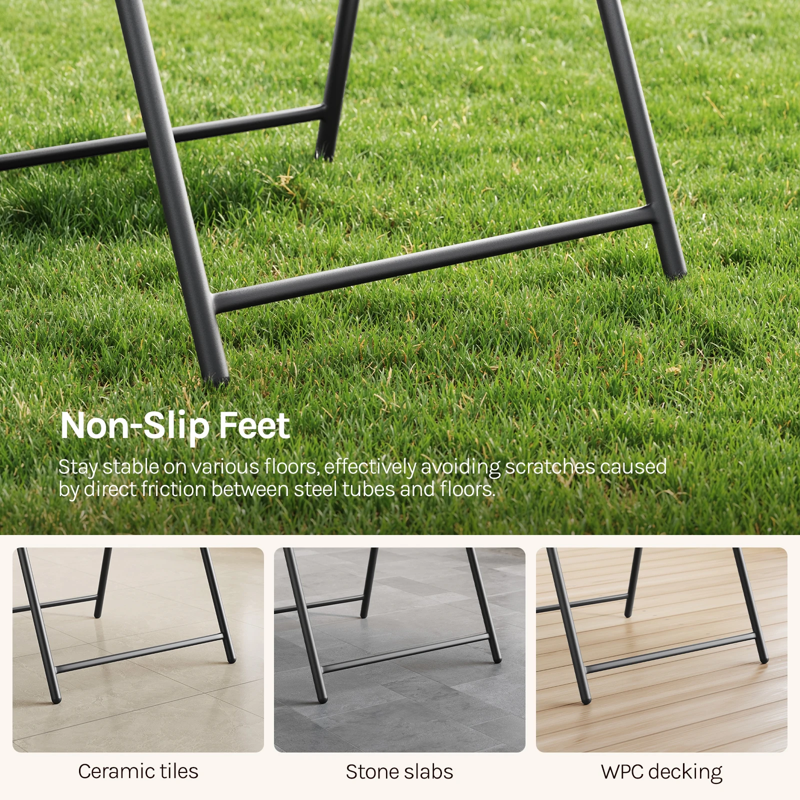 WOLTU Balkonmöbel-Set, runder Outdoor-Tisch mit 2 Klappstühlen, Metallrahmen, wetterfeste Outdoor-Sitzgelegenheit für Balkon, Terrasse, Garten. – Detail 12