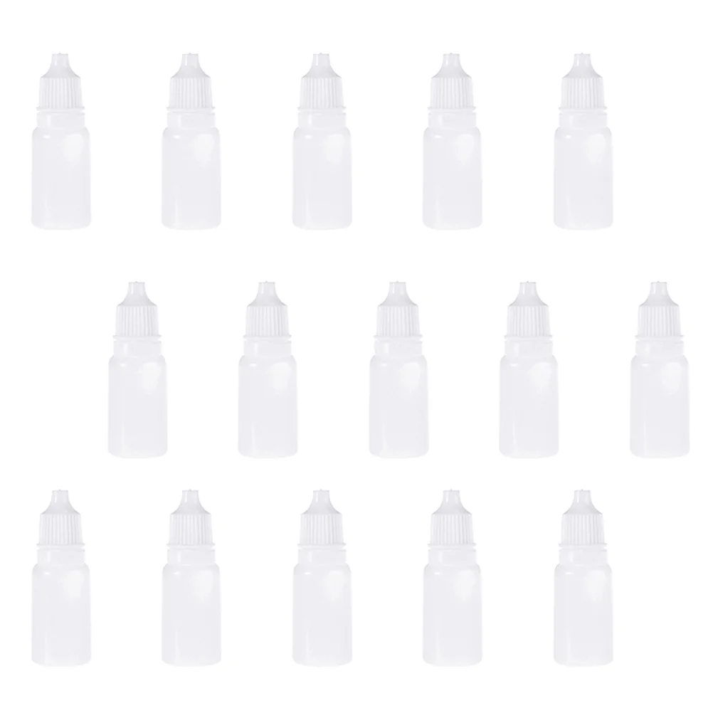 60 Pcs 10ml Eye Drop Bottles Plastic Dropper Containers Refillable Clear Body Travel Solvent Oil Essence Dispenser