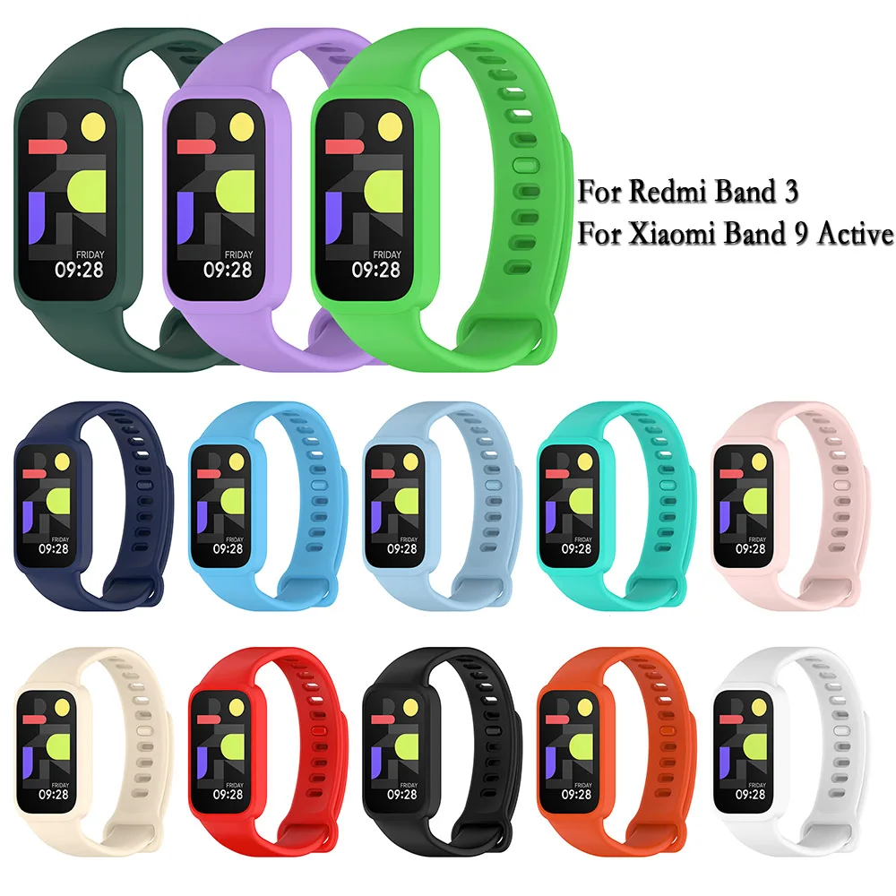 Official Wristband For Redmi Band 3 / For Xiaomi Band 9 Active Wristband Adjustable Strap High Quality Silicone Integrated Band