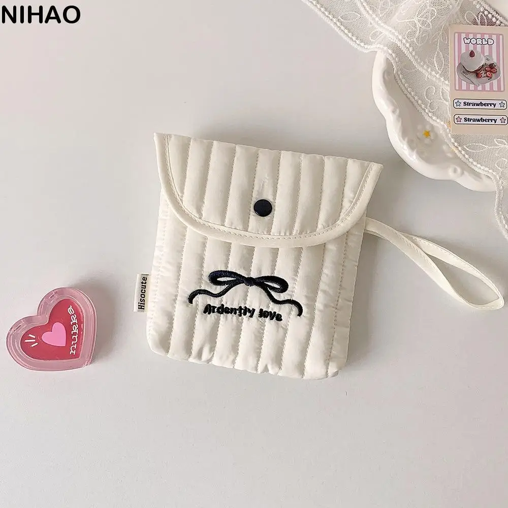 

Large Capacity Embroidery Cherry Cosmetic Bag Menstruation Towel Storage Bowknot Bow Makeup Bag Small Item Bag Purse