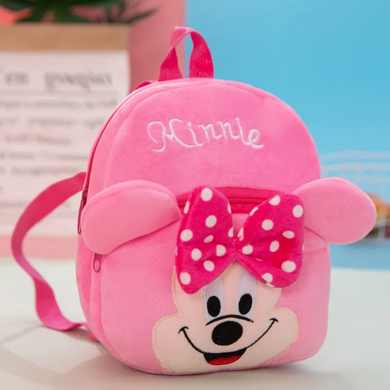 MINISO Disney Cartoon Backpack Mickey Mouse Minnie Winnie The Pooh Plush School Bag Kindergarten Child School Supplies Baby Bags