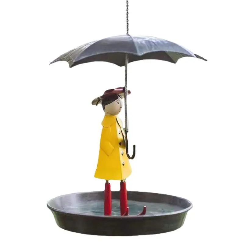 Hang Bird Feeders For Outdoors Hanging Metal Food Tray Girl And Umbrella Bird Feeder Garden Decoration For Outdoors pet supplies