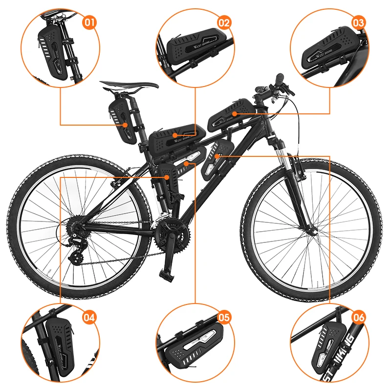 WEST BIKING Degradable Eco-friendly Bicycle Bags Waterproof Top Front Tube Cycling Bag MTB Portable Bike Pouch Accessories