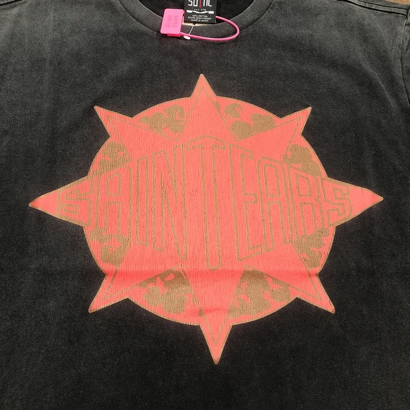 SAINT OF MICHAEL 1:1 Printed Tee Tops Summer Loose 100%Cotton Vintage T Shirt Men