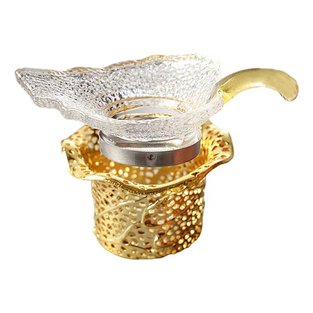 1Set Multi-Function Glass Tea Strainer with Elegant Leaf Shape Metal Filter for Superior Taste Enhancement Portable Tea Residue