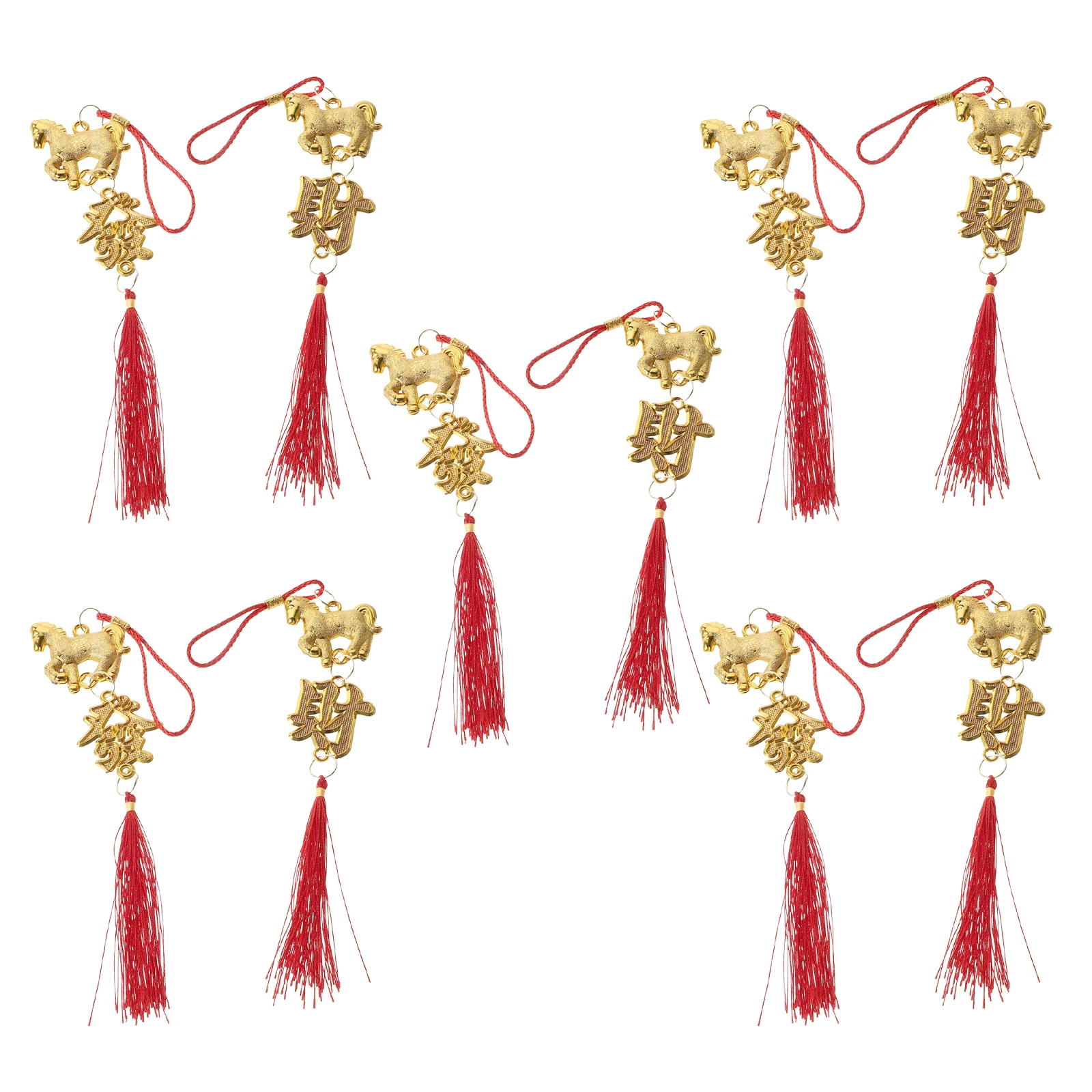 10Pcs Year of The Horse Chinese Knot Tassel Pendant Red Feng Shui Lucky Hanging Decoration Lunar New Year 2026 Prosperity Charm