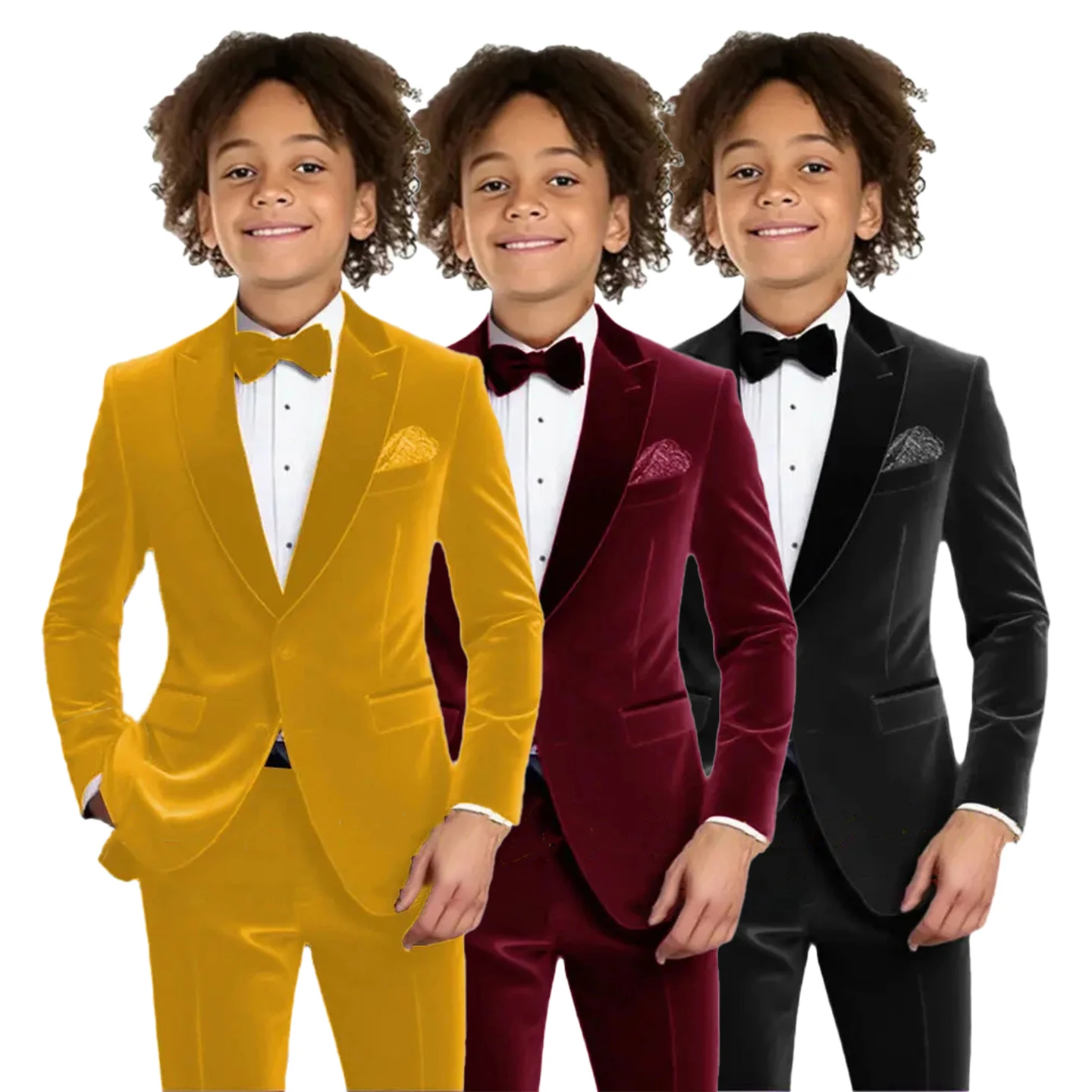 

Kids Velvet Suit for Boys 3-16 Years Formal Suit Set with Shawl Collar Single Breasted Gentleman Tuxedo Outfit Wedding Kids Suit