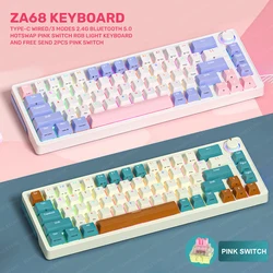 SUMREDA ZA68 Mechanical Keyboard 68 Key 2.4G Wireless Bluetooth Russian Keyboard TYPE-C Hotswap RGB Backlit Keyboard For iPad PC