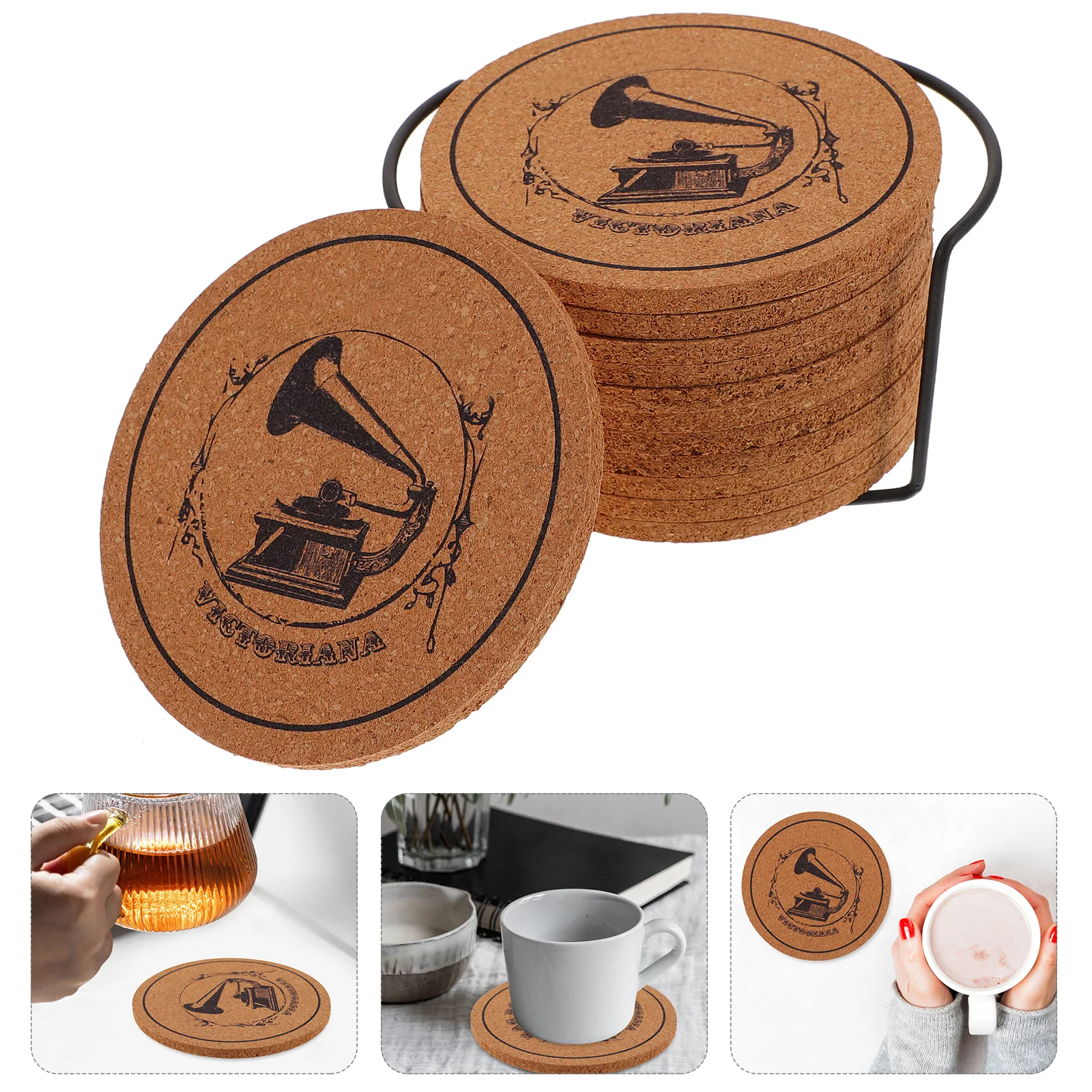

1 комплект пробковых подставок, нескользящая термостойкая подставка для напитков, набор для кофе, чая, вина, коврик для чашки, винтажный деревянный стол, домашний декор
