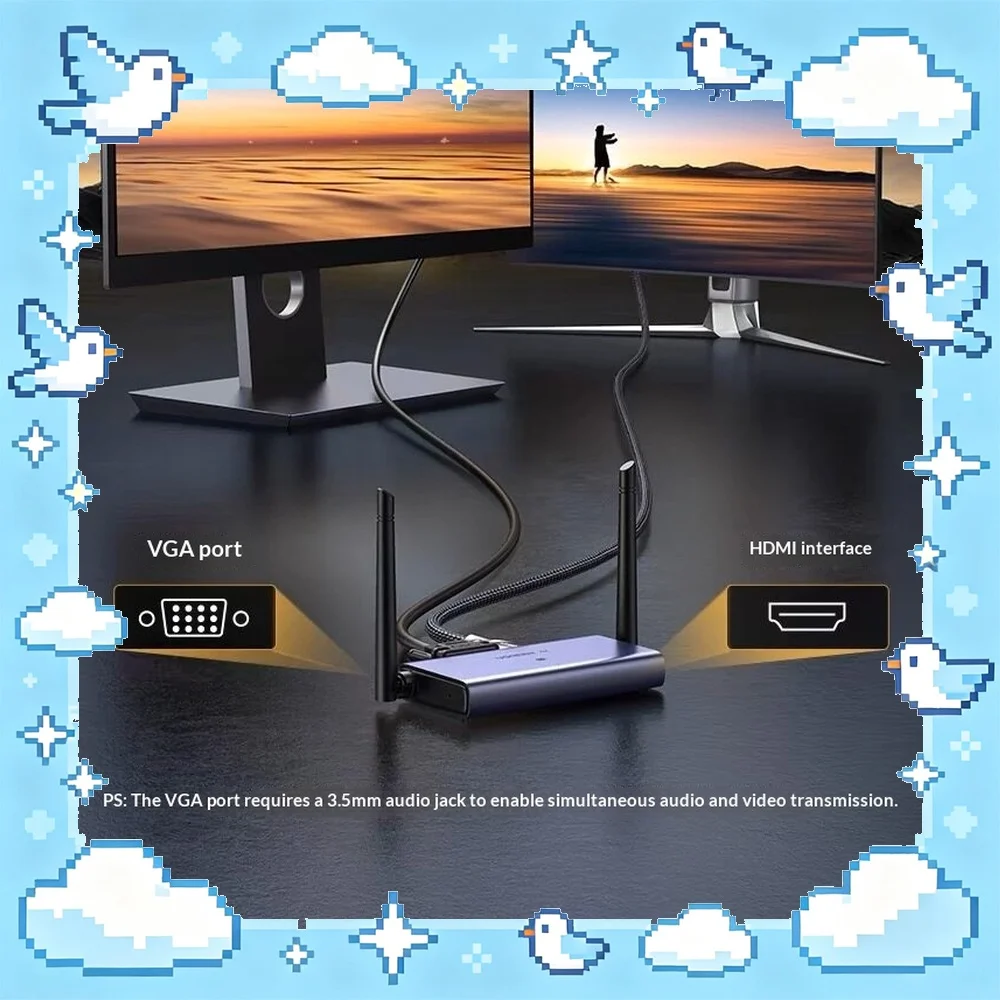 UGREEN CM711 Wireless Presentation System HDMI 1080P 50m Point to Point Screen Mirroring for Meeting