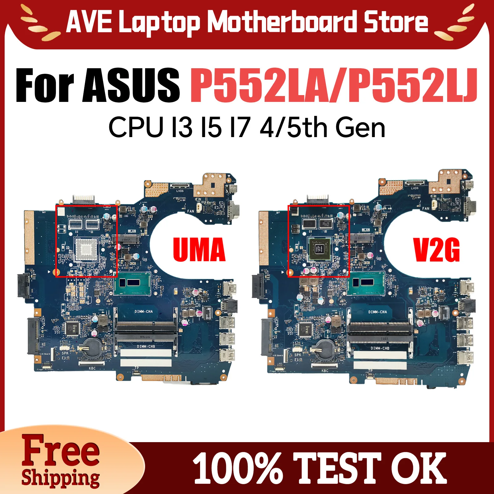 P552LJ Laptop Motherboard For ASUS P552LA P552L PE552L PRO552L PX552L Mainboard GT920M I3 I5 I7 5th Gen CPU 100% Working