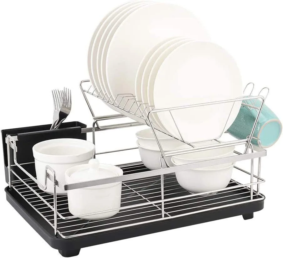 U shape design Multi functional double-layer stainless steel bowl rack 360 degree diversion strengthen the toughness of the drip