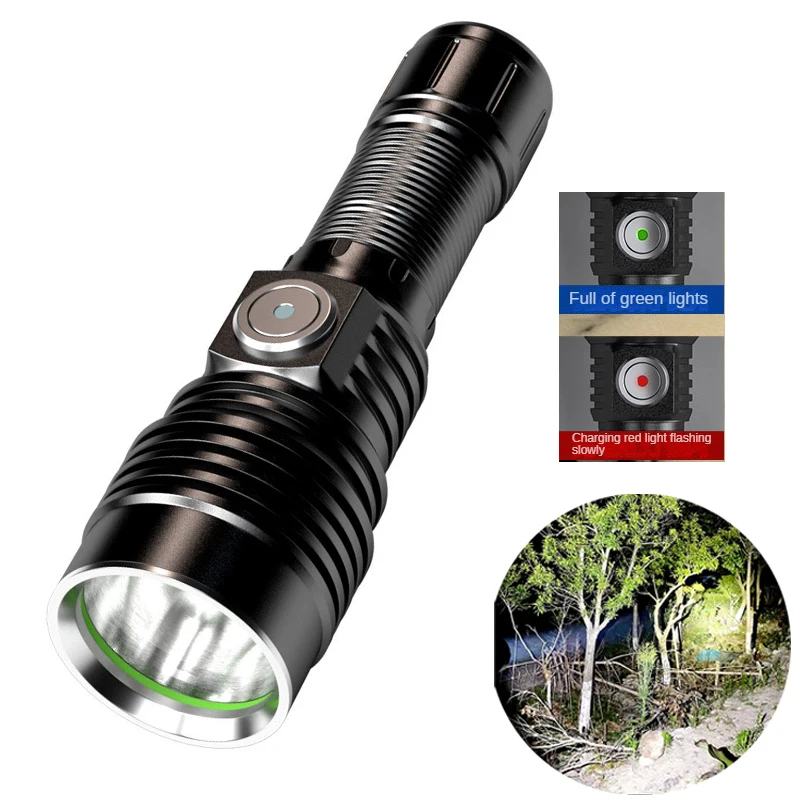 Strong Power SST40 Led Flashlight Portable 26650 Battery Self Defense Type-C USB Rechargeable Flashlights Torch Camping Lamp