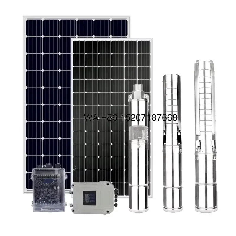 Wmwmnu 24V 110V Solar DC Submersible Pump Solar Powered Water Pump Set for Irrigation