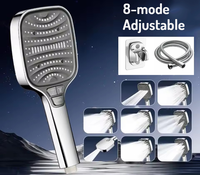 Upgraded 8 Modes Large Flow Shower Head One Key Stop Bathroom High Pressure Water Saving Shower Big Panel Bathroom Accessories