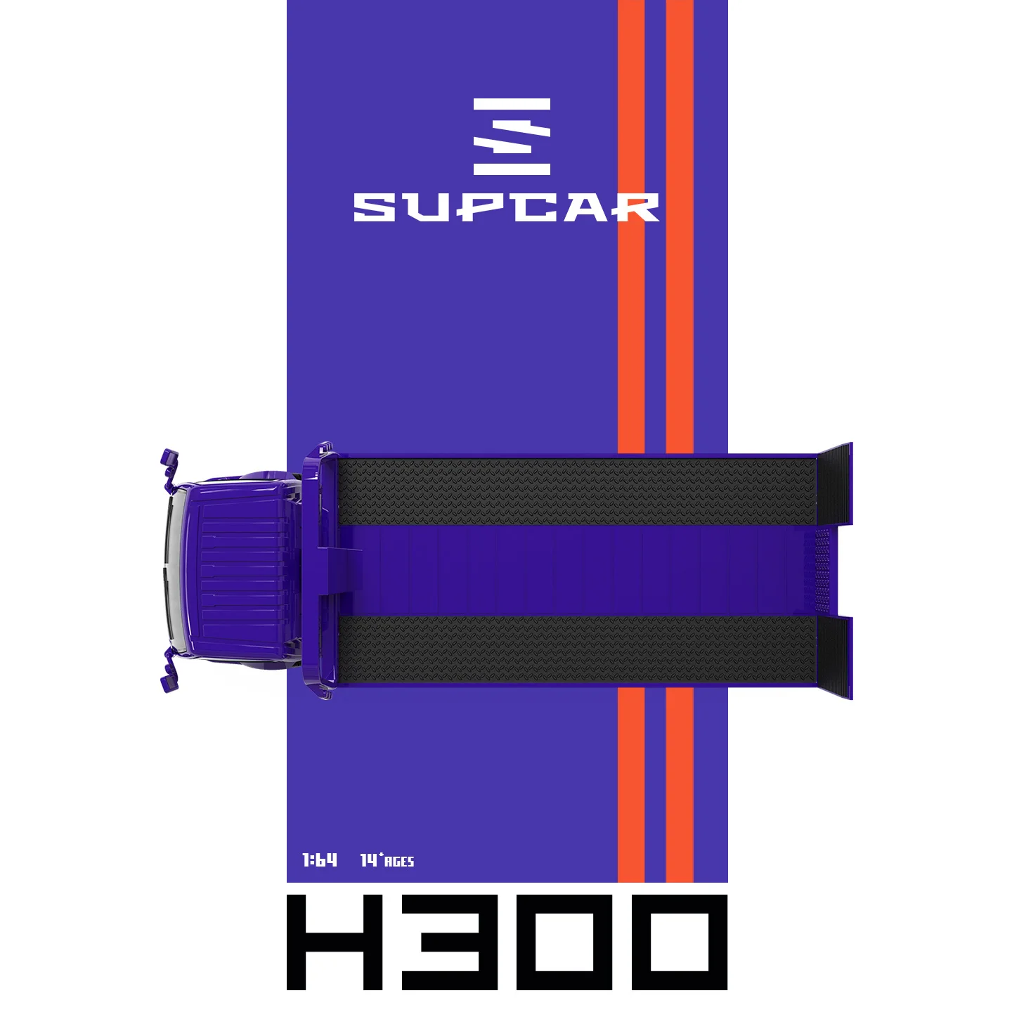 *Pre-sale*SUPCAR 1:64 H300 Purple Pattern Flatbed Transport Trailer Diecast Alloy Mode For Hobby Collectible Ornament Giftl view 4
