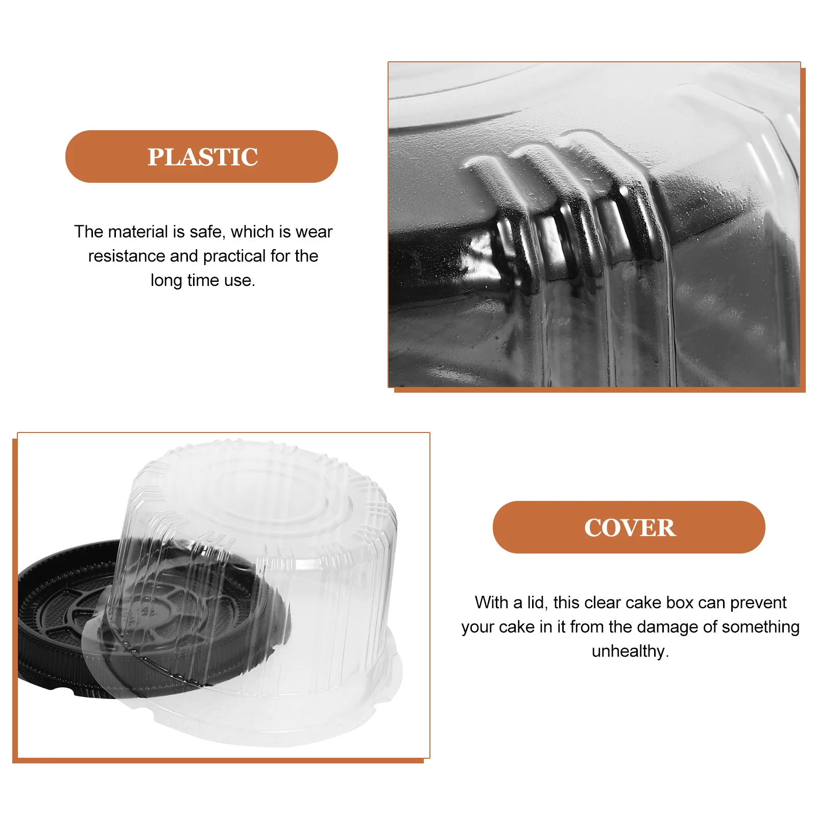 

10pcs Clear Cake Box Round 8 Inch Baking Container With Lid Portable Birthday Cake Carrier Food Safe For Party Bakery