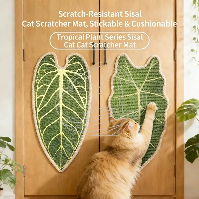 Sisal Cat Scratch Pad, Wear Resistant Green Cardboard Scratcher, Self-Adhesive Claw Care Toy