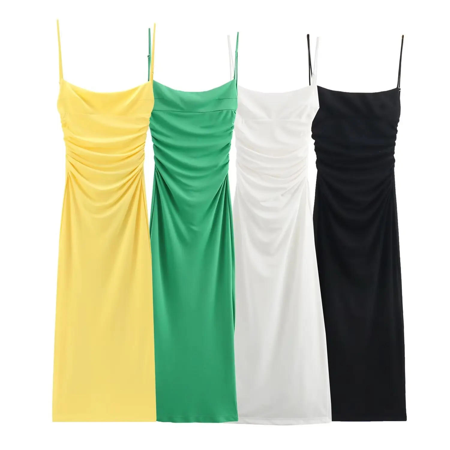 

Women's 2024 New Fashion Casual Joker Backless Pleated Design Suspender Long Dress Retro Sleeveless Women's Dress Mujer