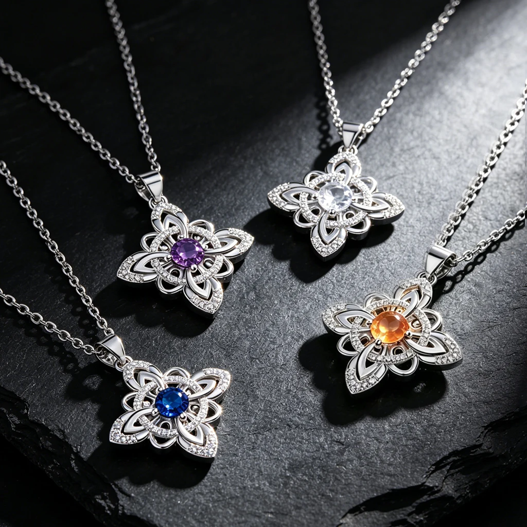 Original Strass Zirkonia Hexenknoten-Halskette Modische 12-Farben Geburtsstein-Halskette für Damen Schmuck Amulett Schutz