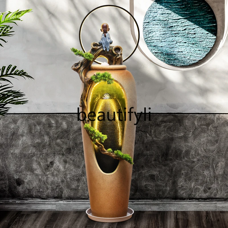 

Chinese-style flowing water fountain, living room landscape decoration, entrance office creative lucky floor ornament