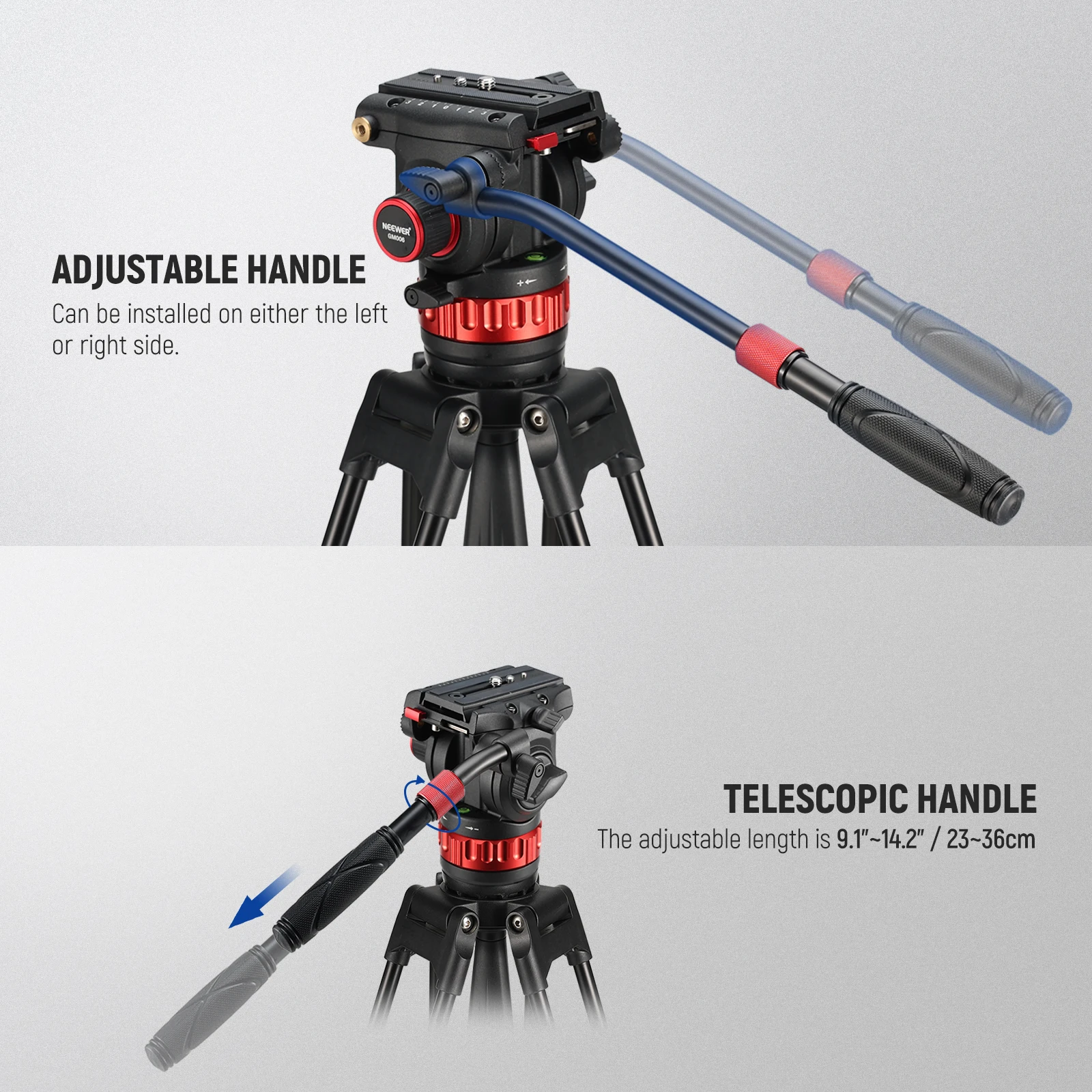 Neewer Hochleistungs-Videostativ-Flüssigkeits kopf mit stufenlos verstellbarem Pan/Tilt-Dämpfung griff Schnell wechsel platte für Dji Rs Gimbal – Detail 2