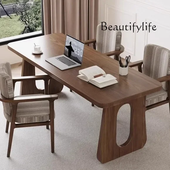 TT Household solid wood long desk to learn to go to the living room chemical student double writing table simple modern computer