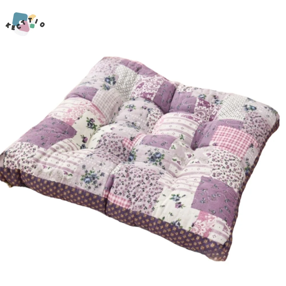 

Rustic Floral Print Korean-Style Tatami Cushion Cotton Filling Non-slip Chair Cushion Thickened Square Seat Pad Student