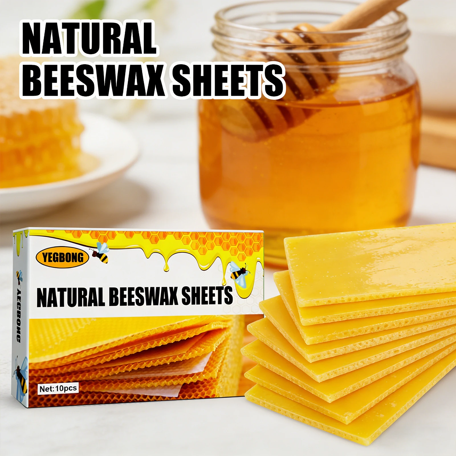 Yegbong Natural Beeswax Sheets Beekeeping Supplies Deep Cell Honeycomb Foundation Beehive Base High Quality Beeswax 10pcs