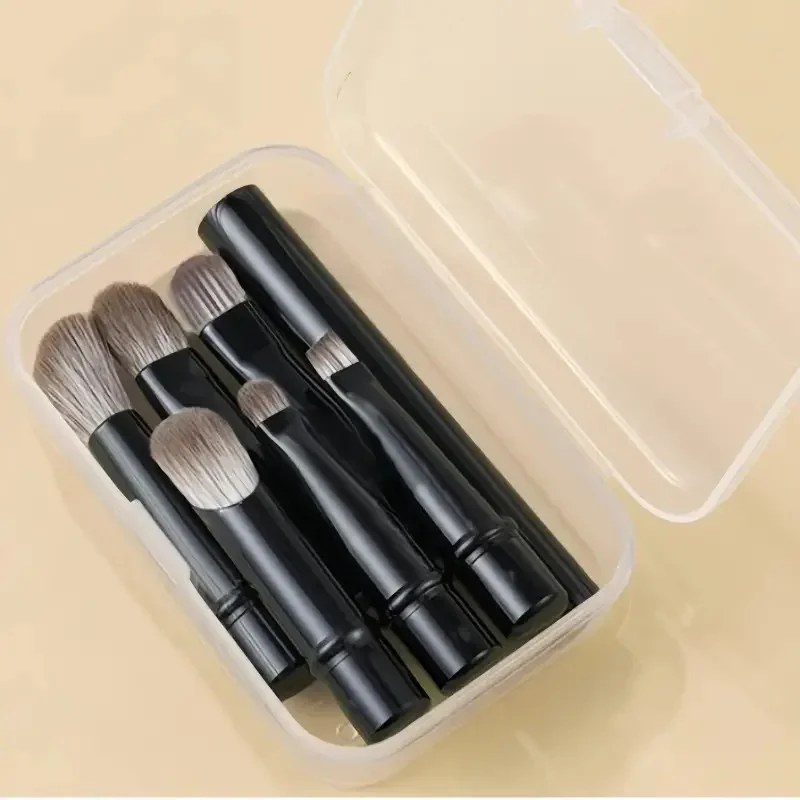 6Pcs Mini Travel Makeup Brushes Set with Box Portable Cosmetic Powder Foundation Blush Blending Concealer Make Up Brushes Set