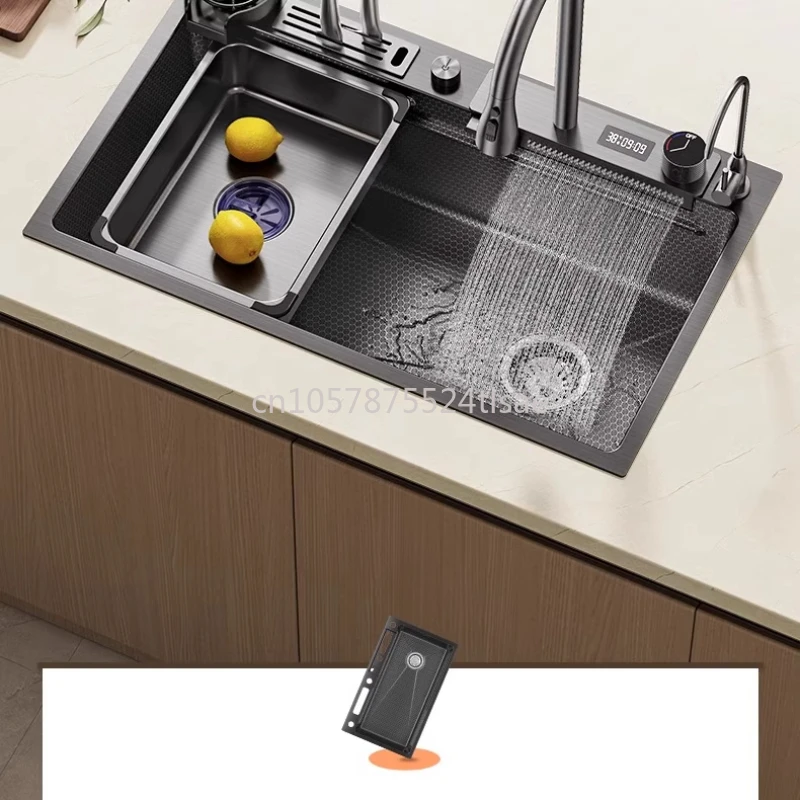 

Кухонная раковина для овощей, большая одинарная прорезь Feiyu, водопад, бытовая нано-раковина из нержавеющей стали с тиснением в виде сот