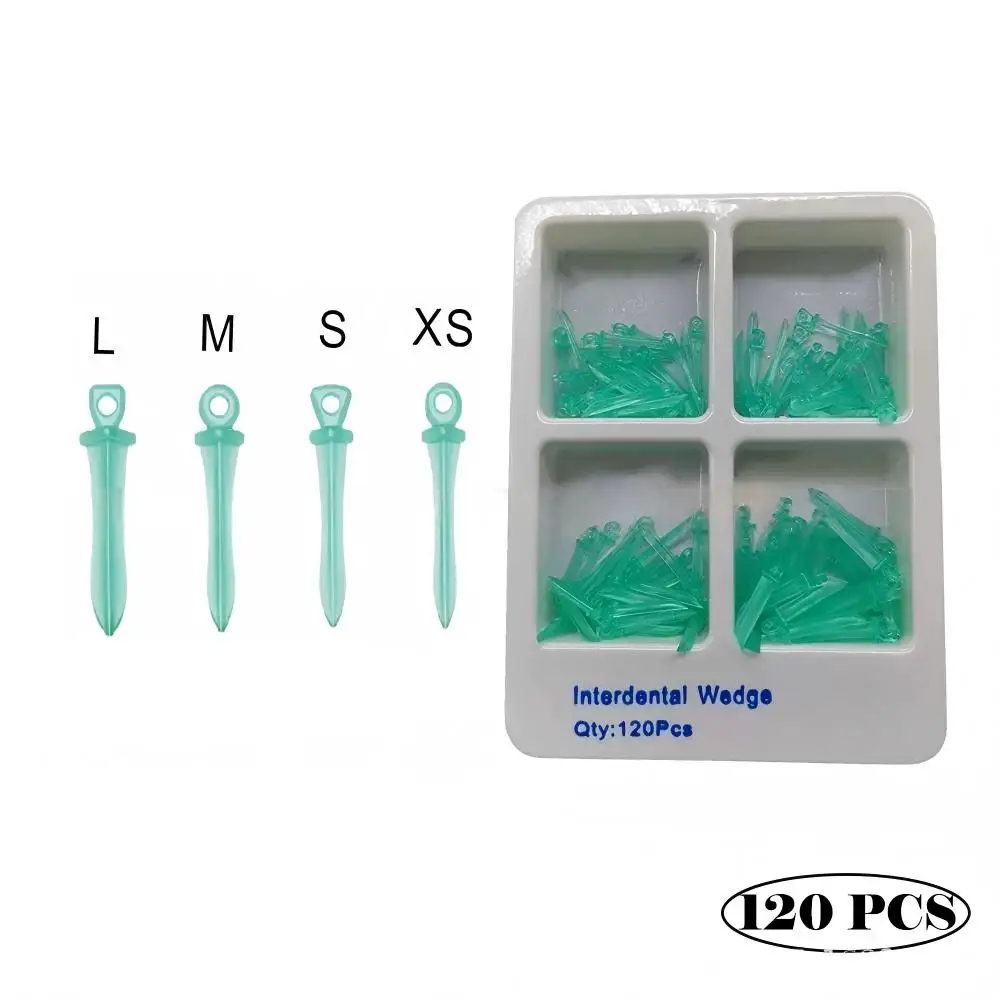 

120 шт./упак. одноразовые зубные клинья с отверстием, 4 размера, автоклавируемые, для разделения зубных промежутков, уход за полостью рта, стоматологические принадлежности