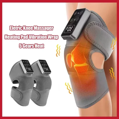 Imagen 2 del producto Masajeador de rodilla eléctrico con 3 vibraciones, 5 niveles, función de compresa caliente, masaje de codo y hombros, rodillera para el cuidado de la salud