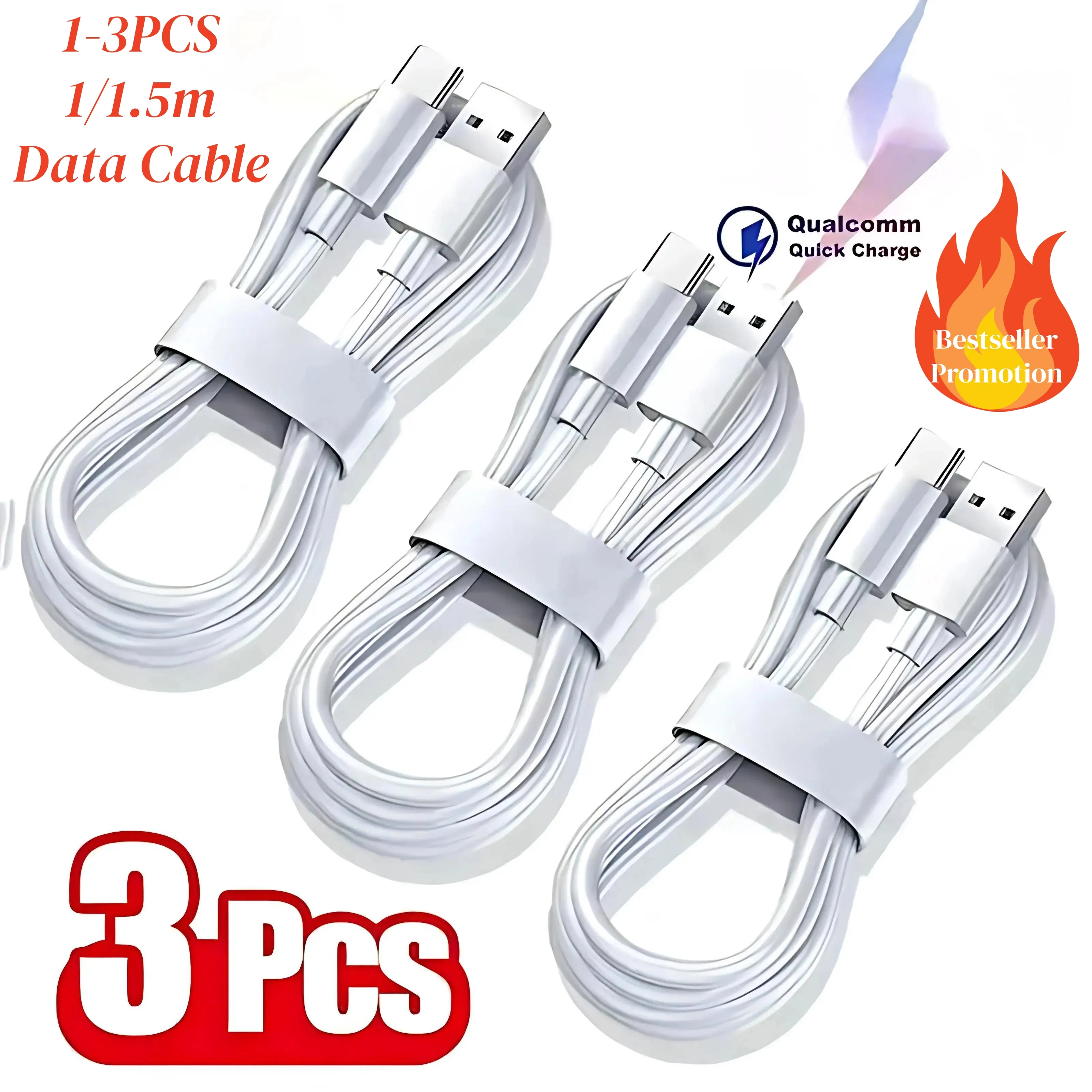 1-3PCS 6A 120W Type C Super Fast Charging Cable Data Cord For Samsung Huawei Xiaomi Redmi Meizu Quick OPPO Charing USB C Cables