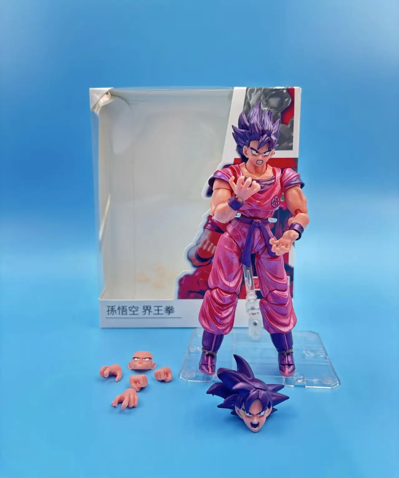 Bandai Dragon Ball Z SHF Kaio-ken Goku Action Figure; Red Kaio-ken Goku; Multi-face and multi-hand accessories toy