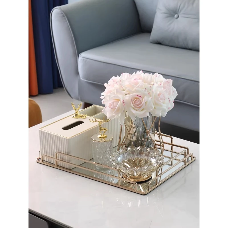 

Luxury wind tissue box set home living room coffee table table creative storage paper box high-end decorations ornaments.