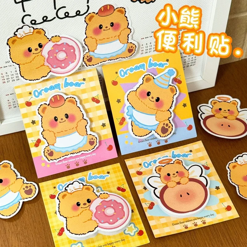 2PCS Cute Shaped Sticky Notes Set Kawaii Memo Pads for StudentsFun Cartoon Note Taking Supplies Reusable Adhesive Memo Notebook
