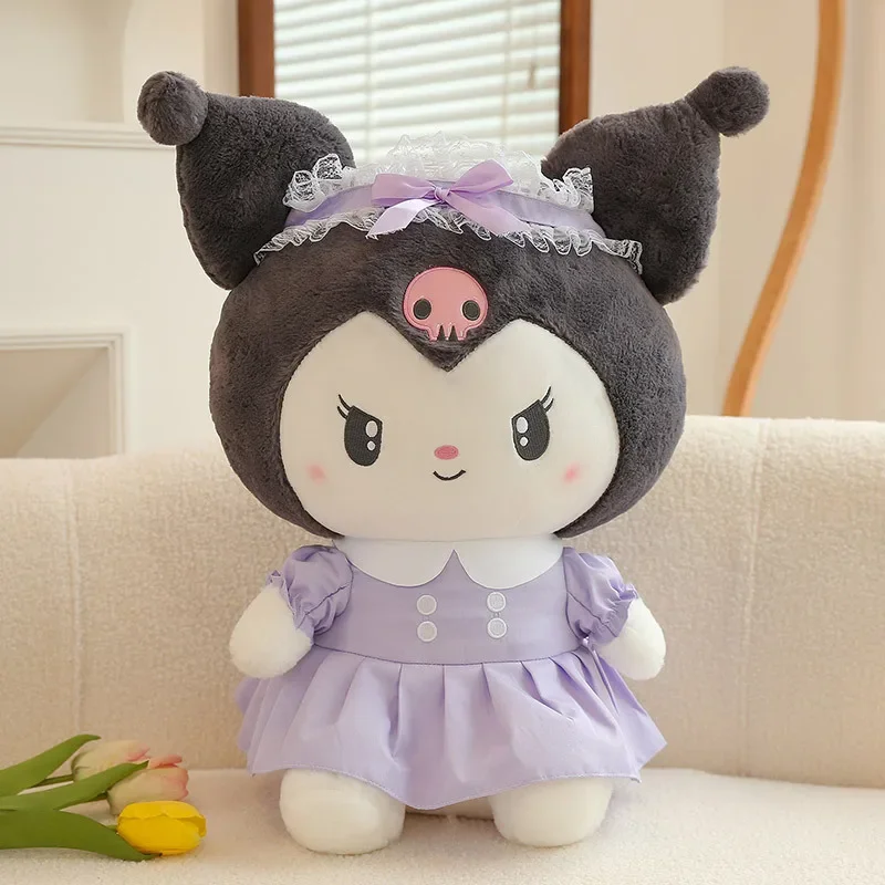 Jouets en peluche Sanurgente Princess Skirt Kuromi pour enfants, dessin animé Kawaii, oreiller en peluche, cadeaux d'anniversaire, 35-60cm