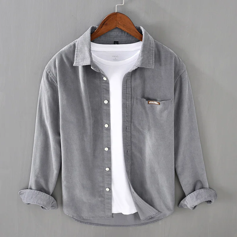 Chemise en velours côtelé à ma - Corduroy Button Up Shirt Men avis et prix