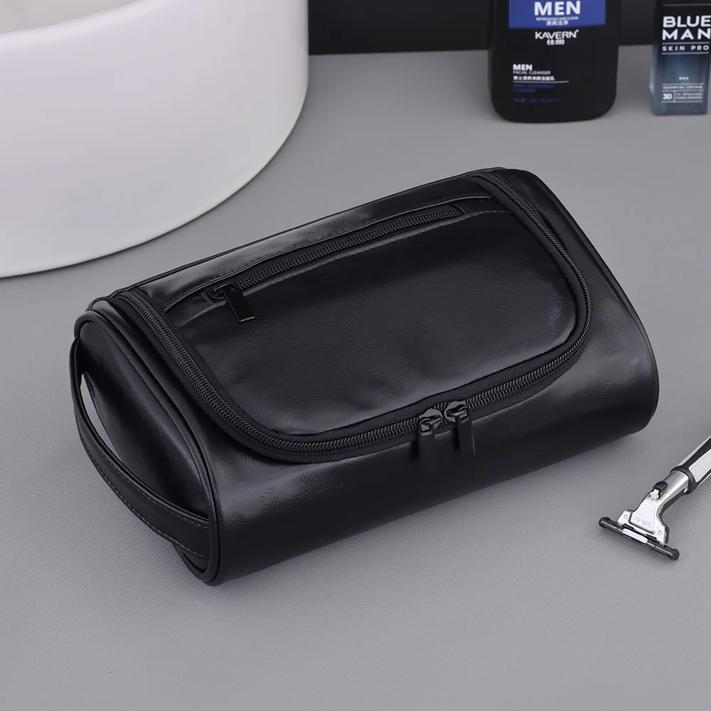 Hohe Qualität Reise Kulturbeutel Für Frauen Männer Retro PU Leder Kosmetik Taschen Weibliche Wasserdichte Reise Make-Up Tasche – Detail 13