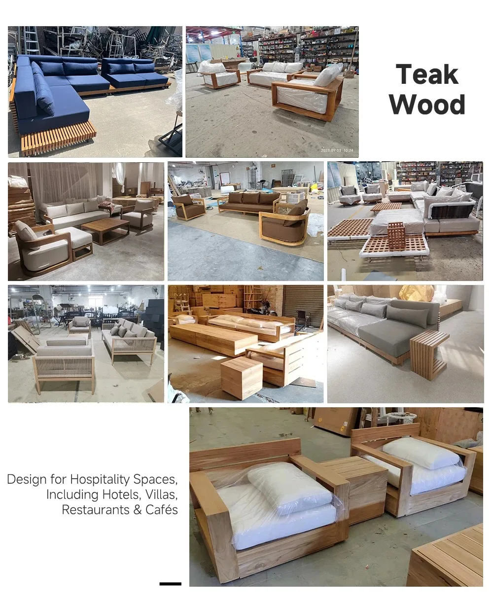 OEM Custom High Quality Luxury Wood All Weather Resort Garden Outdoor Sofa Backyard Balcony Lounge Set