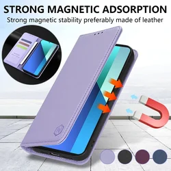 Wallet Skin Friendly Strong Magnetic Card Slot Flip Leather Case For Xiaomi Redmi Note 13 Pro+ 12 12S 11 11S 10 9 Pro 8T 7 Cover